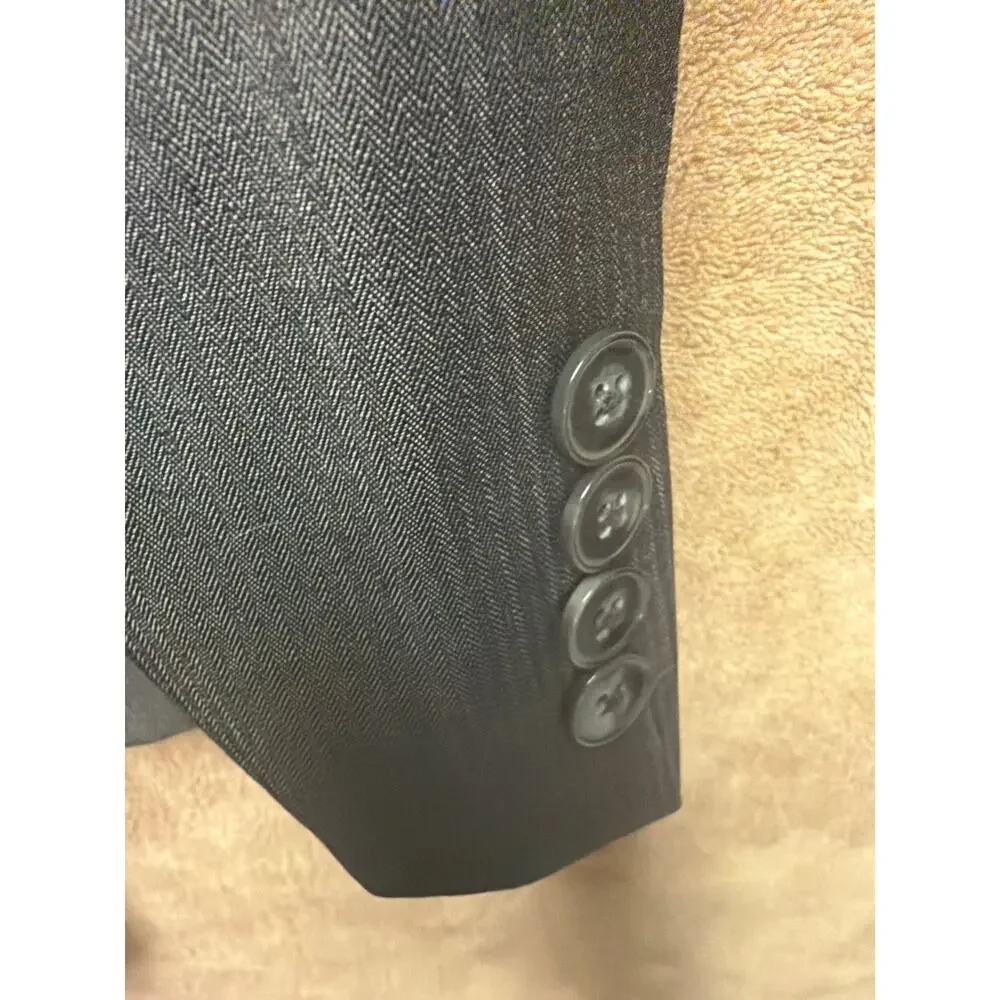 Calvin Klein Blazer 40R Black Gray Striped Slim Fit Wool Sport Coat Macys Tag